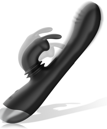 BLACK&SILVER - DJ. ADAM RECHARGEABLE SILICONE RABBIT STIMULATOR BLACK