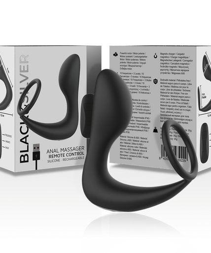 BLACK&SILVER - REMOTE CONTROL ANAL MASSAGER RECHARGEABLE SILICONE BLACK