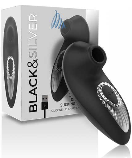 Zwart & zilver – Drake Deluxe Zuigvibrator Oplaadbaar Siliconen Zwart
