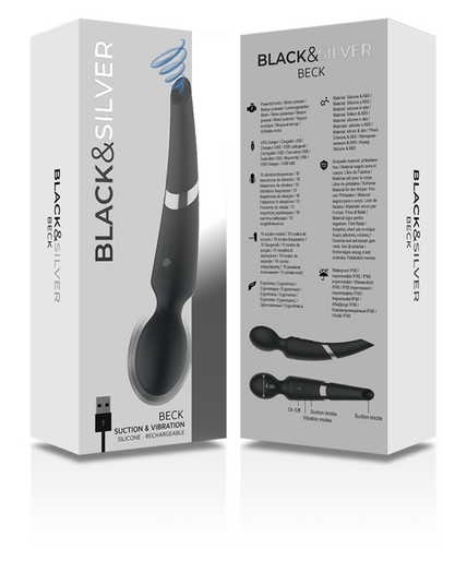 Black&silver – Beck Wand and Suction Cup 2 in 1 Silicone