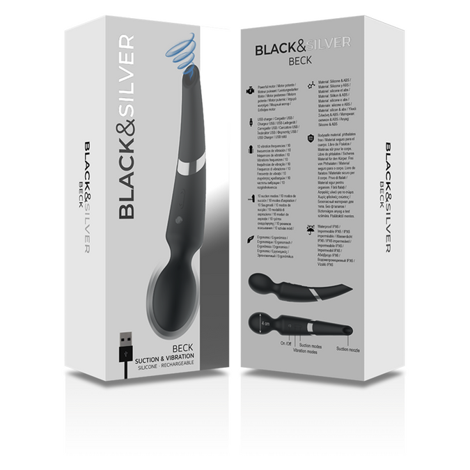 Black&silver – Beck Wand and Suction Cup 2 in 1 Silicone