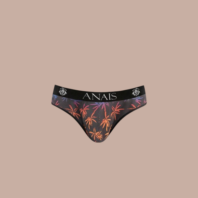 Pleasurements Anais Men Chill Slip met palmboomprint en zwarte tailleband met logo
