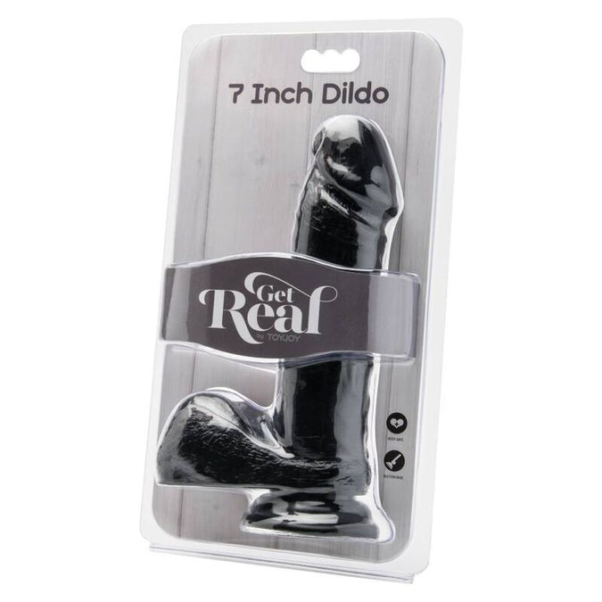 Pleasurements – Get Real – Realistic Dildo With Balls Black 18 Cm