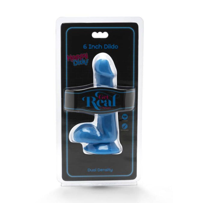 Get Real – Happy Dicks Dildo met Ballen Blauw 12 Cm