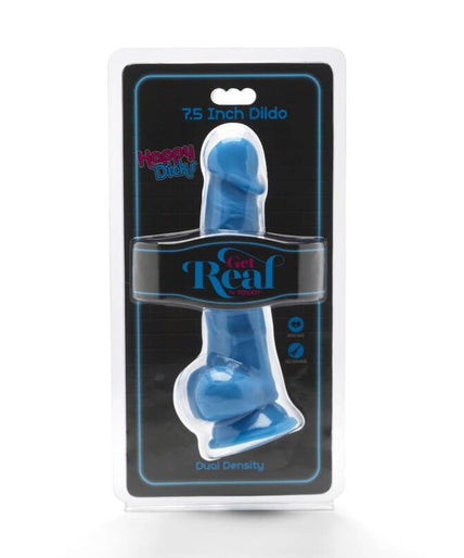 GET REAL - HAPPY DICKS 19 CM MET BALLEN BLAUW