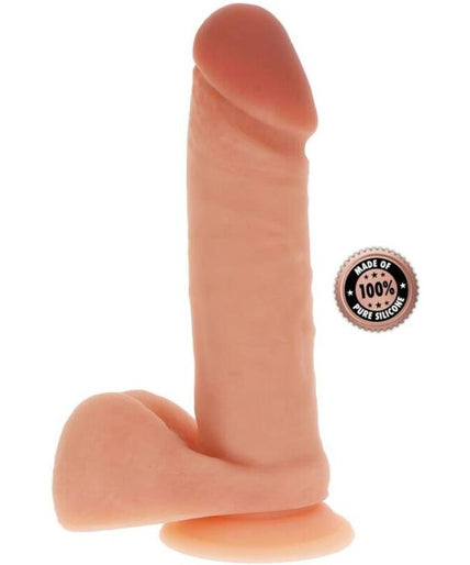 GET REAL - SILICONEN DILDO 20,5 CM MET BALLEN HUIDSKLEUR