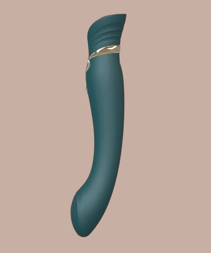 Zalo Queen G-spot vibrator in groen siliconen met gouden details en Swarovski kristal van Pleasurements