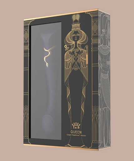 Paarse Zalo Queen G-spot vibrator van Pleasurements met gouden details en een Swarovski kristal in siliconen design.