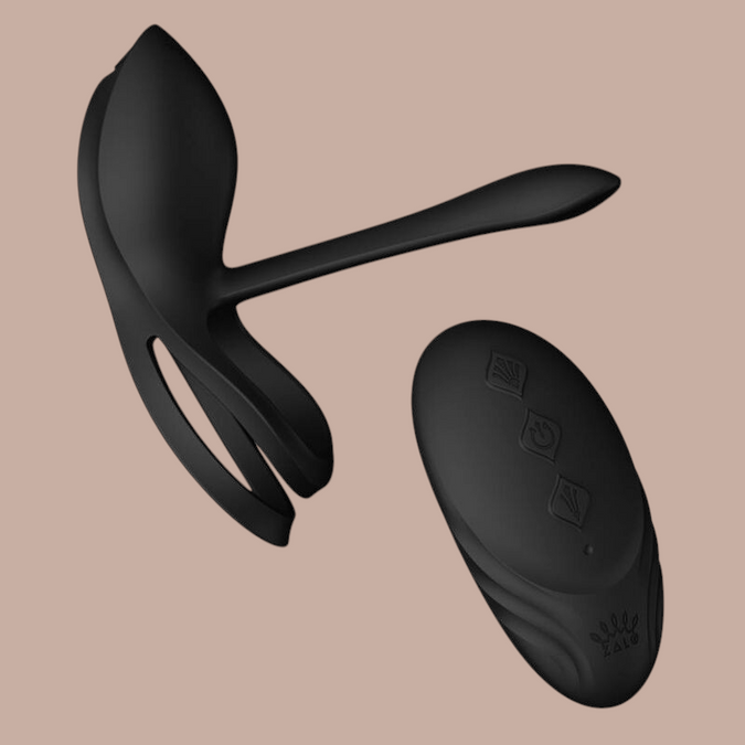 Pleasurements Zalo Bayek zwarte siliconen vibrerende koppelring met ergonomisch ontwerp en afstandsbediening