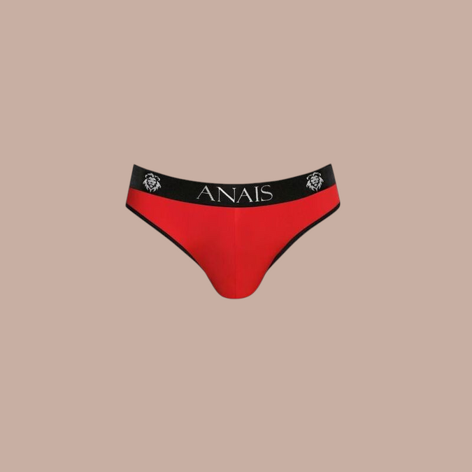 Pleasurements Anais Men Soul Slip in rood met zwarte tailleband en merklogo voor een stijlvolle herenbrief.