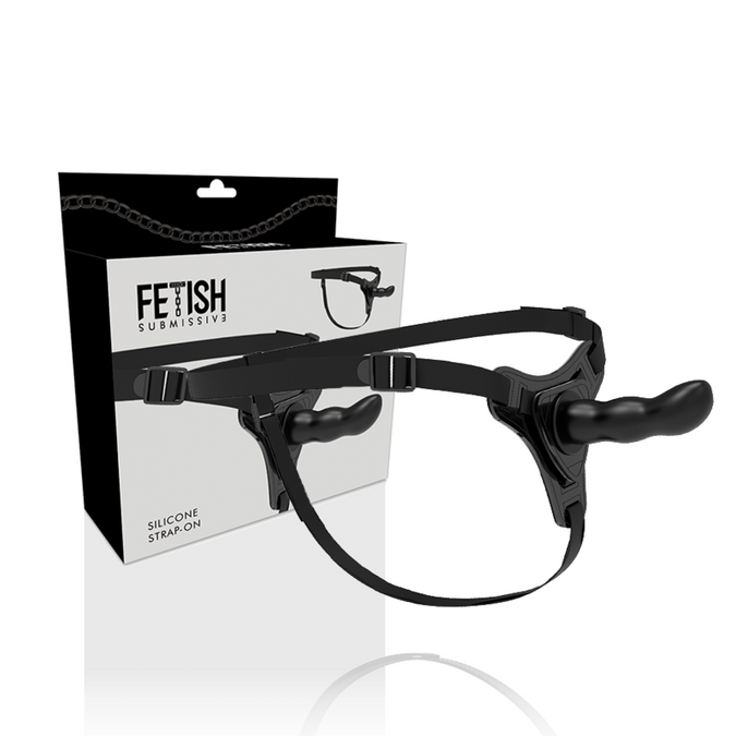 Fetish Submissive Harness – Black Silicone G-Spot 16 Cm