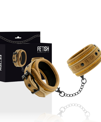FETISH SUBMISSIVE ORIGEN - VEGAN LEATHER HANDCUFFS WITH NEOPRENE LINING
