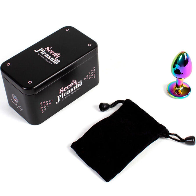 SECRETPLAY - METALEN ANAALPLUG REGENBOOG KLEIN FORMAAT 7 CM