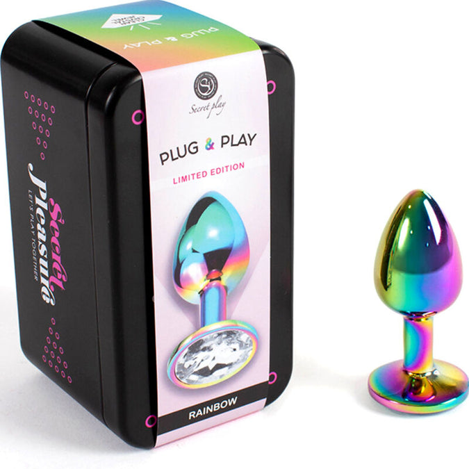 SECRETPLAY - METALEN ANAALPLUG REGENBOOG KLEIN FORMAAT 7 CM