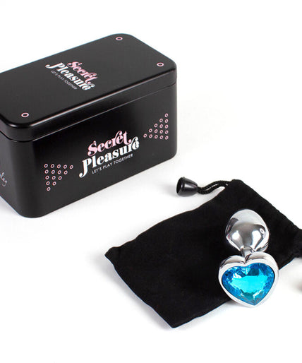 SECRETPLAY - METAL BUTT PLUG BLUE HEART SMALL SIZE 7 CM
