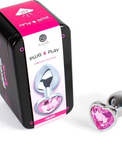 SECRETPLAY - METAL BUTT PLUG FUCHSIA HEART SMALL SIZE 7 CM