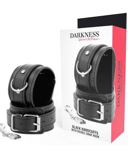 DARKNESS - BLACK ADJUSTABLE HANDCUFFS WITH DOUBLE REINFORCEMENT TAPE