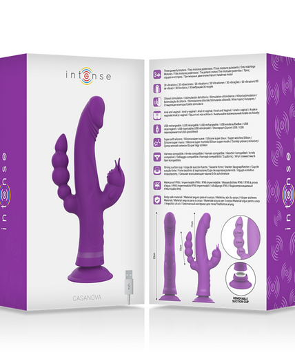 INTENSE - CASANOVA RABBIT SILICONE VIBRATOR TRIPLE MOTOR PURPLE
