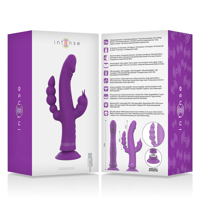 Intense – Casanova Rabbit Silicone Vibrator Triple Motor Purple