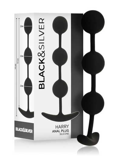 Zwart&zilver – Harry Anale Rozenkrans 3 Siliconen Ballen 14 Cm