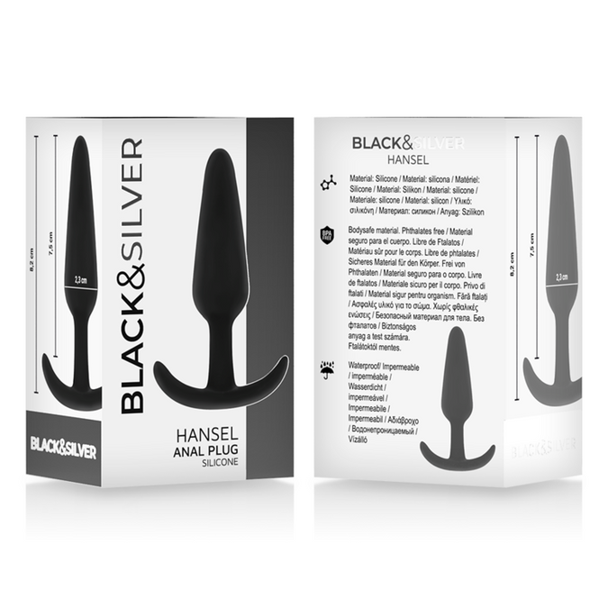 Black&silver – Hansel Silicone Anal Plug with Small Handle