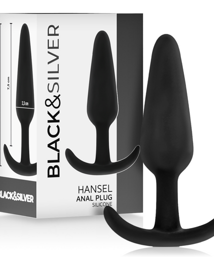 Black&silver – Hansel siliconen anaalplug met klein handvat
