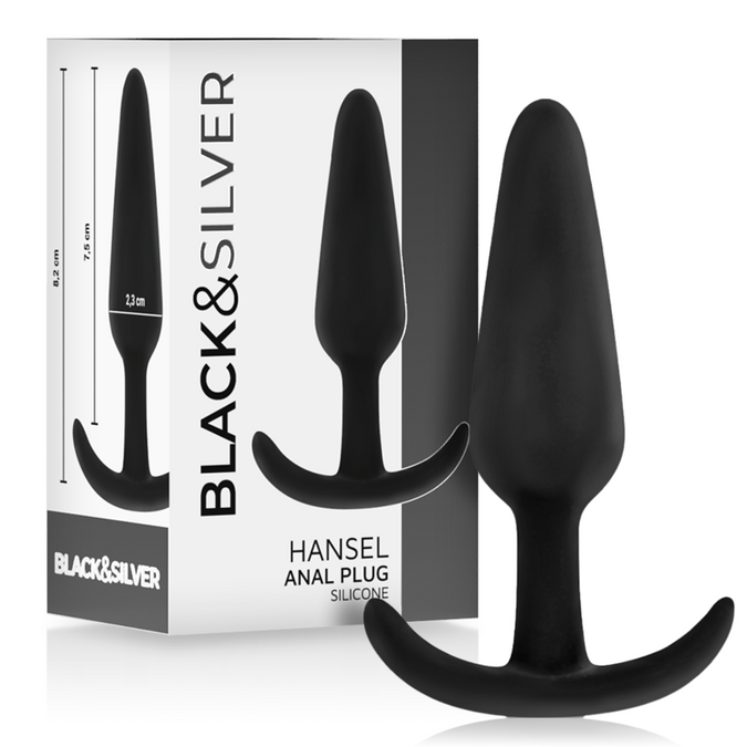 Black&silver – Hansel Silicone Anal Plug with Small Handle