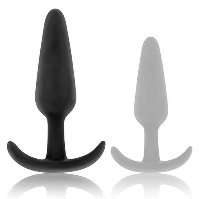 Zwart & zilver – Kael siliconen anale plug met middelgrote handgreep