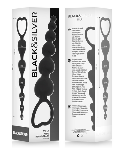BLACK&SILVER - MILA ANAL CHAIN OF HEARTS 18 CM