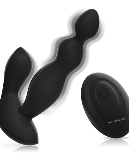 BLACK&SILVER - CORA ANAL PLUG SILICONE REMOTE CONTROL
