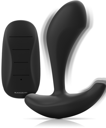 BLACK&SILVER - DWAYNE ANAL PLUG SILICONE REMOTE CONTROL