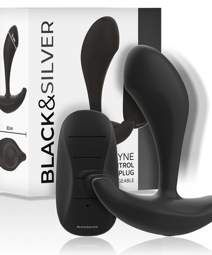 BLACK&SILVER - DWAYNE ANAL PLUG SILICONE REMOTE CONTROL