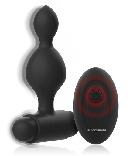 BLACK&SILVER - TUCKER SMALL SILICONE ANAL PLUG REMOTE CONTROL