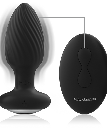 BLACK&SILVER - WELLS PLUG SILICONE ANAL ROTATOR REMOTE CONTROL