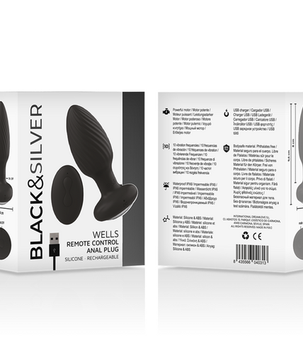BLACK&SILVER - WELLS PLUG SILICONE ANAL ROTATOR REMOTE CONTROL