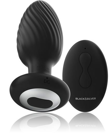 BLACK&SILVER - WELLS PLUG SILICONE ANAL ROTATOR REMOTE CONTROL