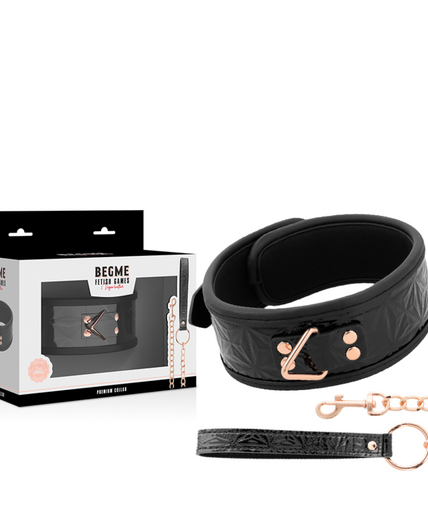 BEGME - BLACK EDITION PREMIUM VEGAN LEATHER COLLAR WITH NEOPRENE LINING