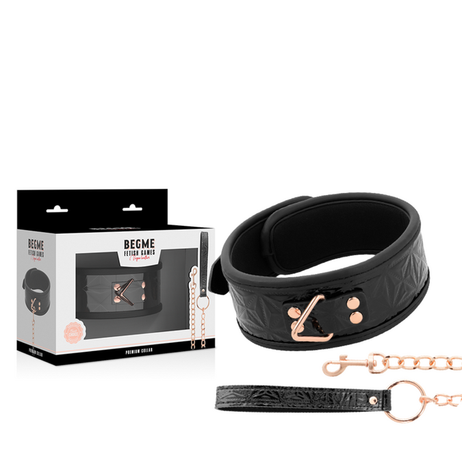 Begme – Black Edition Basic Vegan Leren Halsband met Neopreen Voering