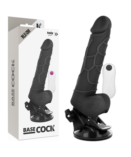 BASECOCK - REALISTIC VIBRATOR REMOTE CONTROL BLACK WITH TESTICLES 19.5 CM -O- 4 CM