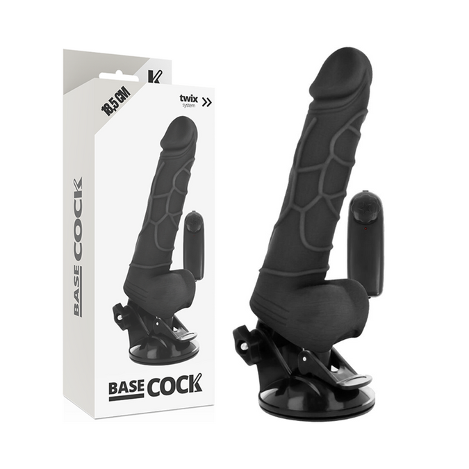 BASECOCK - REALISTISCHE VIBRATOR AFSTANDSBEDIENING ZWART 18,5 CM -O- 4CM