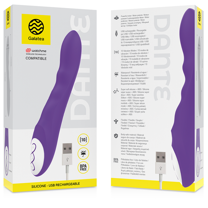 Galatea – Dante Paarse Vibrator + Watchme Afstandsbediening