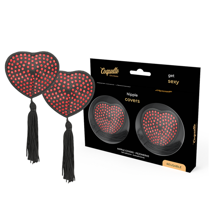 Coquette Chic Desire – Nipple Covers Heart Black / Red