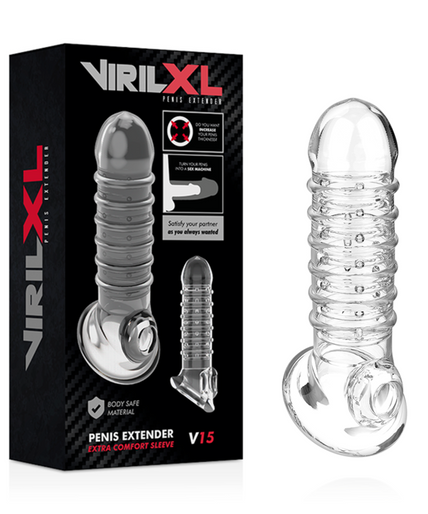 VIRILXL - PENISVERLENGSTUK EN KOKER V15 TRANSPARANT