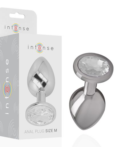 Intense – Aluminum Metal Anal Plug with Silver Crystal Size M