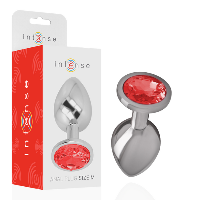 Intense – Metall Analplug mit rotem Kristall Größe M