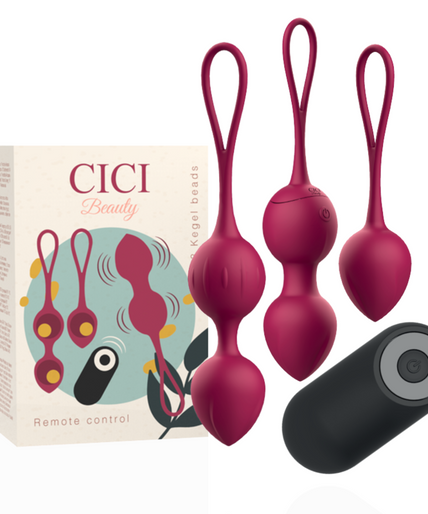 CICI BEAUTY - PREMIUM SILICONE 3 VIBRATING KEGEL BEADS REMOTE CONTROL