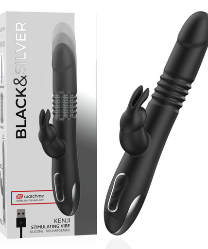 BLACK&SILVER - KENJI UP & DOWN RABBIT VIBRATOR + WATCHME REMOTE CONTROL