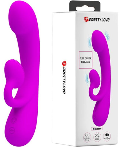 PRETTY LOVE - SINCERE SILICONE CLITORAL VIBRATOR AND SUCKER PURPLE