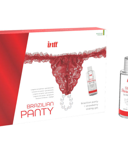 INTT RELEASES - BRAZILIAN RED PANTY WITH PEARLS AND LUBRICATING GEL 50 ML