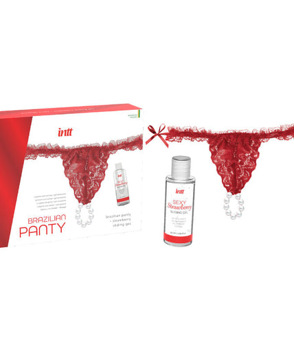 INTT RELEASES - BRAZILIAN RED PANTY WITH PEARLS AND LUBRICATING GEL 50 ML